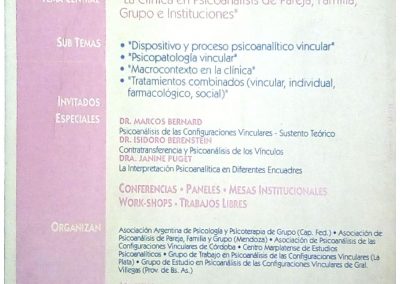 Primeras Jornadas Nacionales de la Federación Argentina de Psicoanálisis de las Configuraciones Vinculares