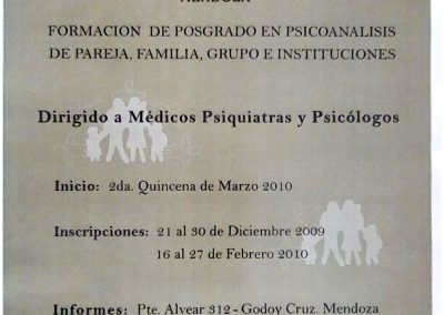 Formación de Posgrado en Psicoanálisis de Pareja, Familia, Grupo e Instituciones