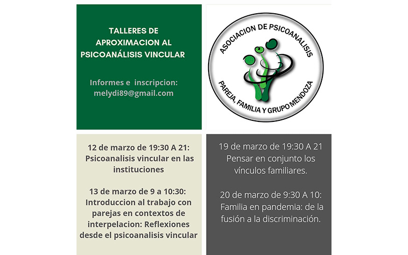 Inician los Talleres de aproximación al Psicoanálisis vincular de Marzo