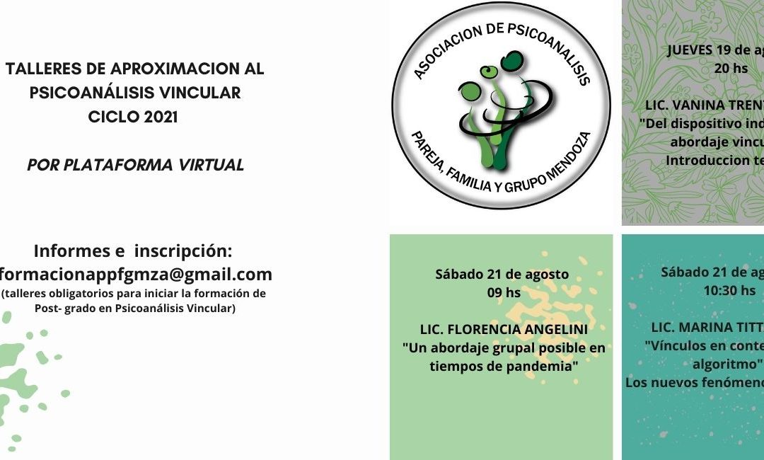 Talleres de aproximación al psicoanálisis vincular ciclo 2021